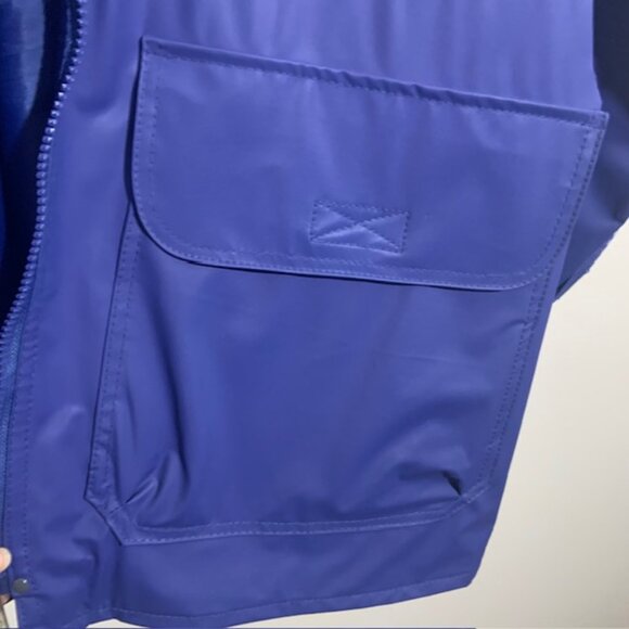 Totes Blue Hooded Coastal Granny Gorpcore Rain Jacket Gingham Lining - Size M - Picture 6 of 9